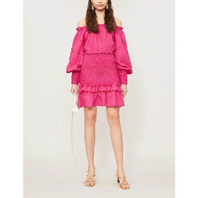 Shop Alexis Marilena Polka-dot Cotton Dress In Fushia Dot