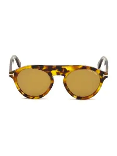 Shop Tom Ford Christopher Round Sunglasses In Havana