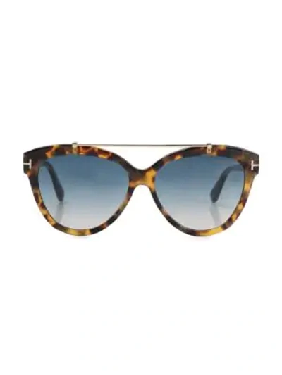 Shop Tom Ford Livia 56mm Cat Eye Sunglasses In Brown