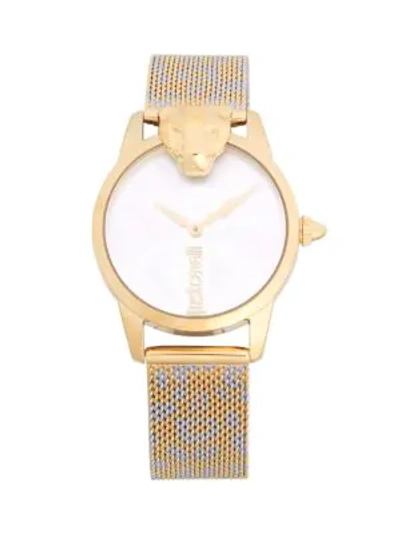 Shop Just Cavalli Two-tone Stainless Steel Bracelet Watch In Blue