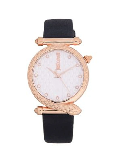 Shop Just Cavalli Stainless Steel, Crystal & Leather-strap Watch In Rose Gold