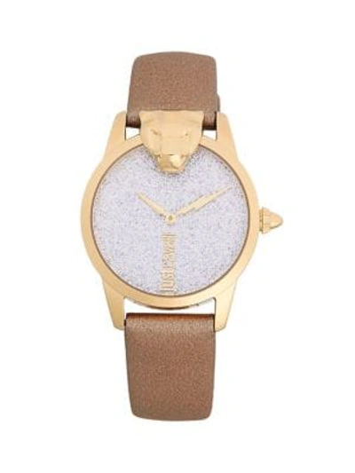 Shop Just Cavalli Goldtone Stainless Steel & Leather-strap Watch In Silver