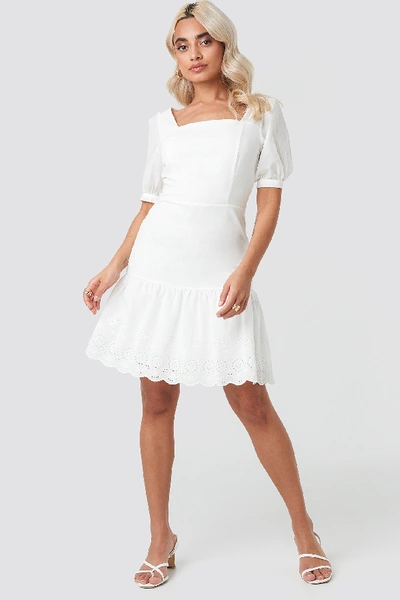 Shop Trendyol Brode Detailed Mini Dress - White