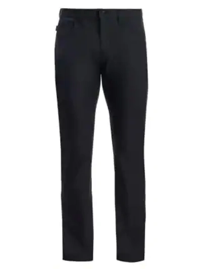 Shop Emporio Armani Techno Stretch Trousers In Black