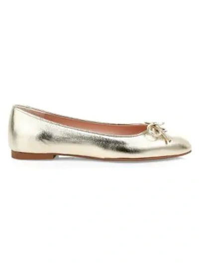 Shop Stuart Weitzman Gabby Metallic Leather Ballet Flats In Platinum