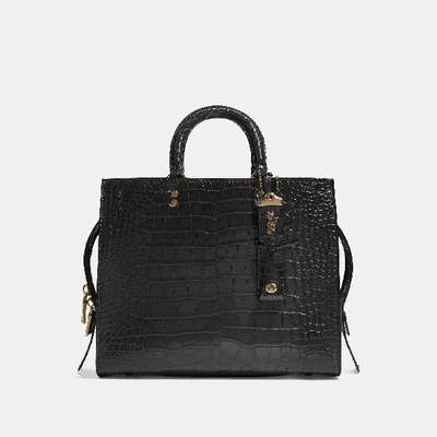 Coach Rogue Bag In Alligator In Brass/black
