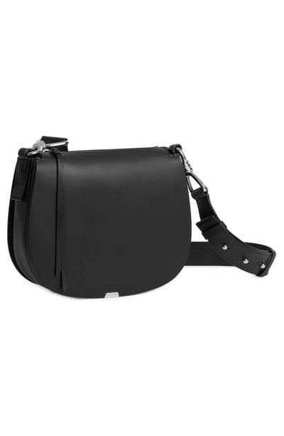 Shop Allsaints Captain Round Leather Crossbody Bag In Black