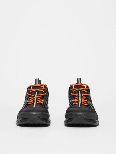 Shop Burberry Mesh And Nubuck Union Trainers In Black/grey