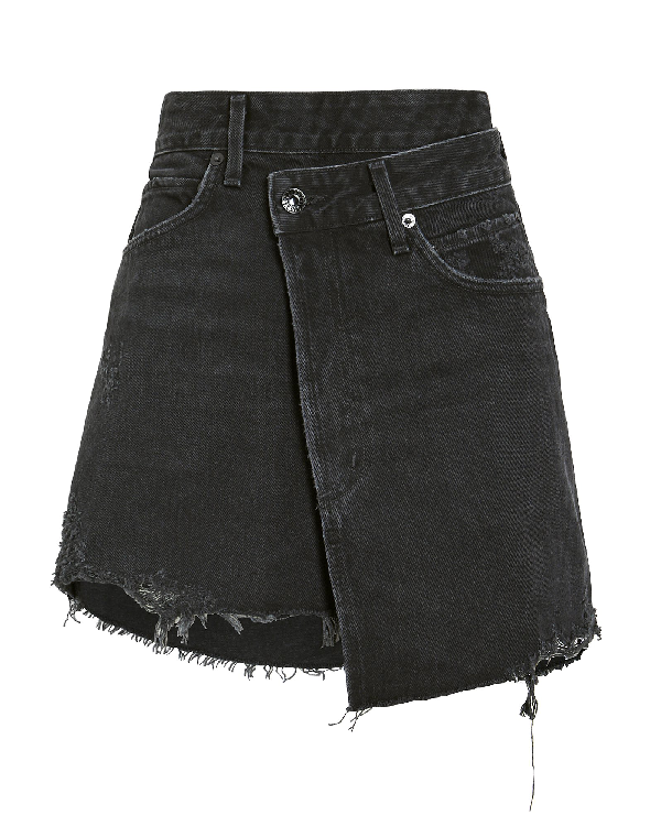 agolde criss cross denim skirt