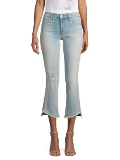 Shop J Brand Selena Mid-rise Cropped Frayed Hem Jeans In Wonder