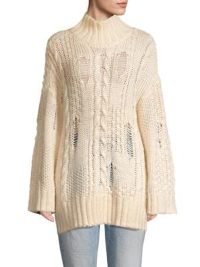 Shop Current Elliott The Vin Cable-knit Sweater In Eggshell