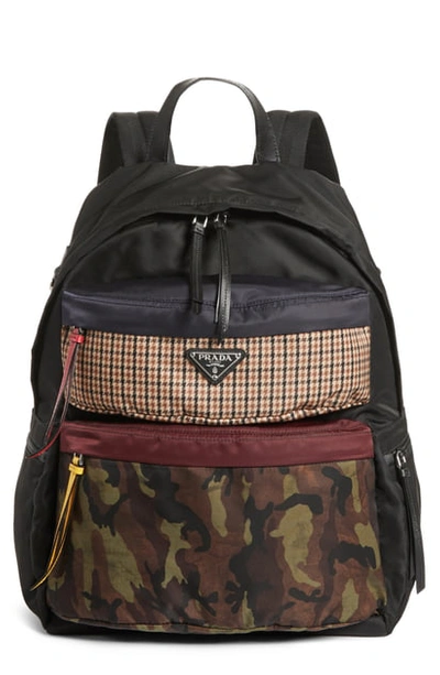 Shop Prada Tessuto Camo Patch Nylon Backpack - None