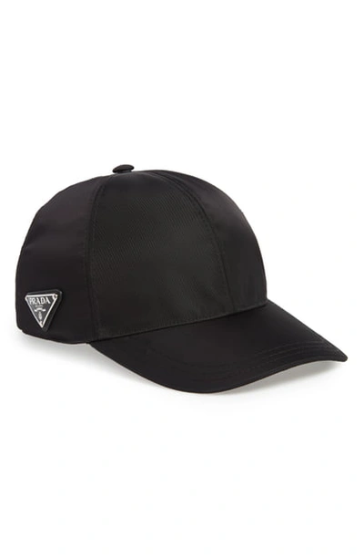 Shop Prada Nylon Ball Cap In Black