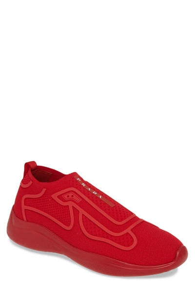 Shop Prada Laceless Logo Sneaker In Rosso Red