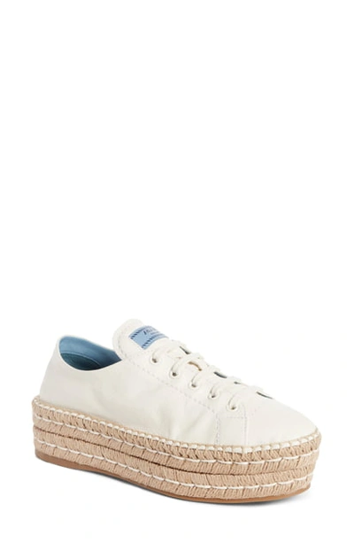 Shop Prada Flatform Espadrille Sneaker In White