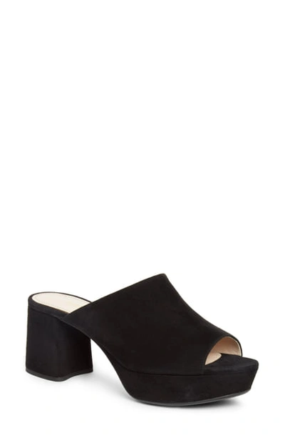 Shop Prada Peep Toe Mule In Black