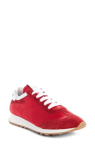 Shop Prada Lace-up Sneaker In Red