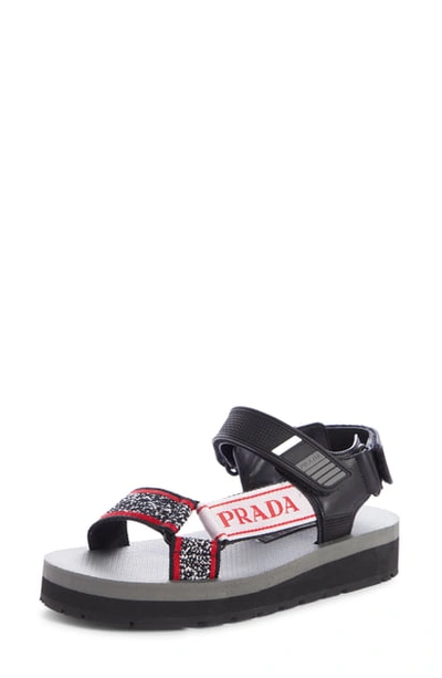 Shop Prada Sport Sandal In Black/ Red