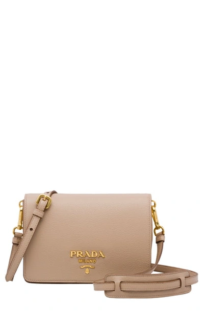 Prada Vitello Daino Double Compartment Leather Crossbody Bag