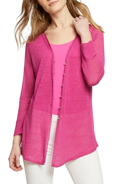 Shop Nic + Zoe Carefree Linen Blend Cardigan In Orchid Petal