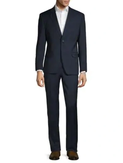 Shop Ben Sherman Men's Slim-fit Textured Wool Blend Suit In Navy