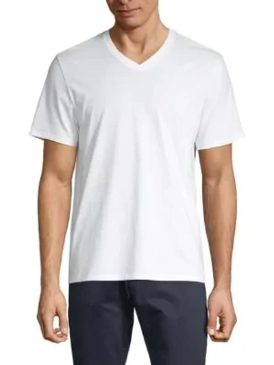 Shop Vince Men's Pima Cotton V Neck Tshirt In Optic White