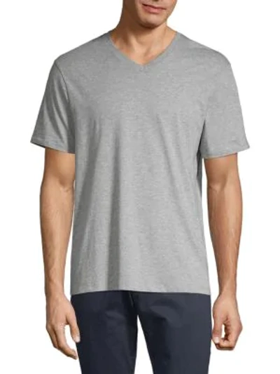 Shop Vince Men's Pima Cotton V Neck T Shirt In Steel