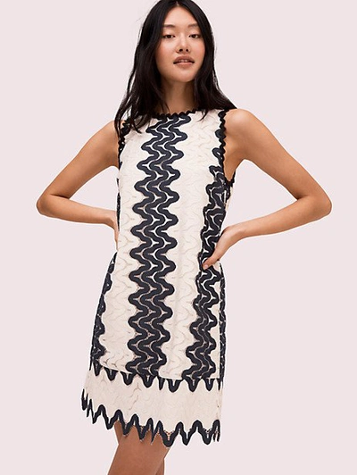 Shop Kate Spade Sand Dune Lace Shift Dress In Black/cream