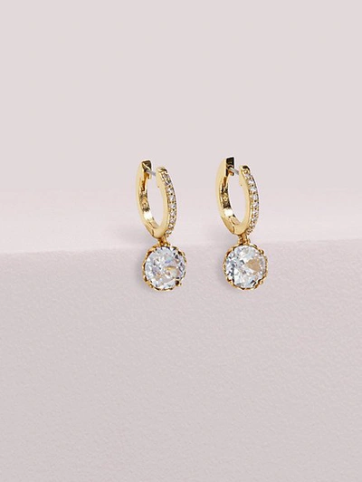 Shop Kate Spade That Sparkle Pavé Mini Hoops In Clear/gold