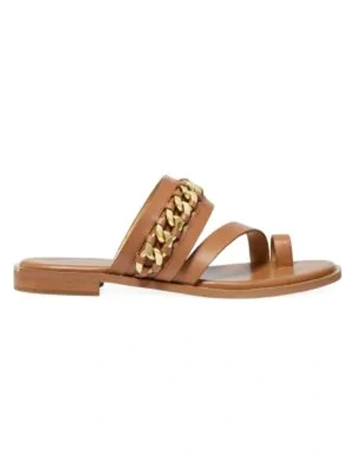 Shop Michael Michael Kors Bergen Leather Flat Sandals In Acorn