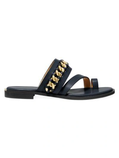 Shop Michael Michael Kors Bergen Leather Flat Sandals In Black