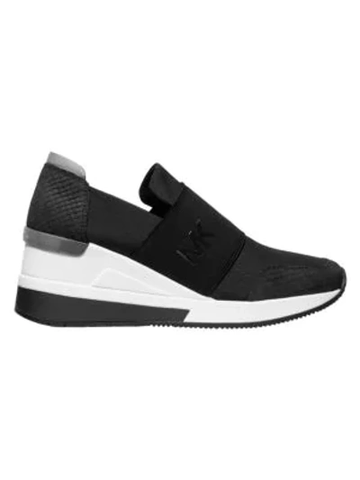 Shop Michael Michael Kors Felix Logo Leather Slip-on Sneakers In Black