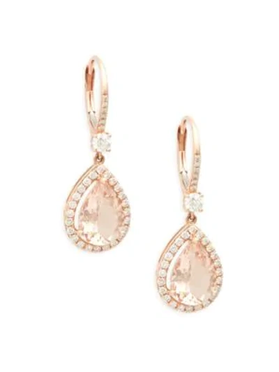 Shop Saks Fifth Avenue Women's 14k Rose Gold, Morganite & Diamond Drop Earrings