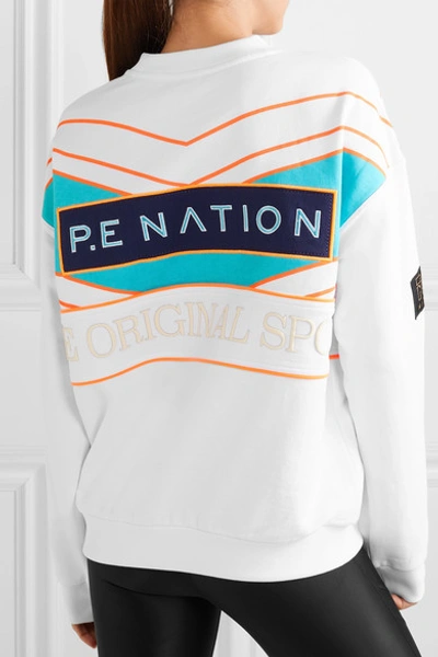 Shop P.e Nation Secure Defence Oversized Printed Embroidered Cotton-terry Sweatshirt In White