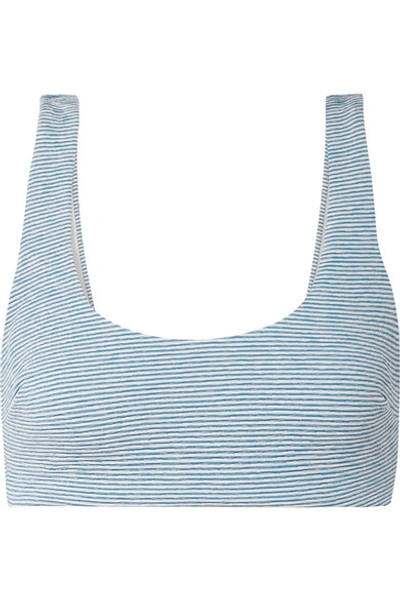 Shop Mara Hoffman Net Sustain Lira Striped Jacquard-knit Bikini Top In Light Blue
