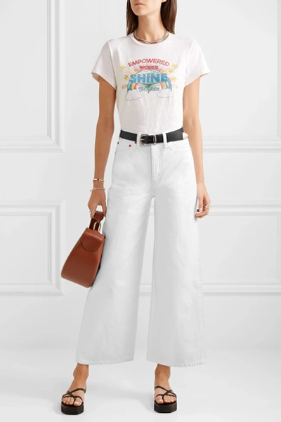 Shop Re/done 60s Extreme Cropped High-rise Wide-leg Jeans In White
