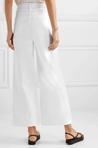 Shop Re/done 60s Extreme Cropped High-rise Wide-leg Jeans In White