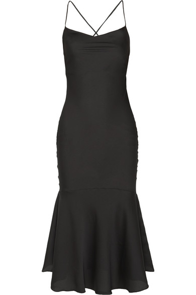 The Line By K Robi Tie-Detailed Hammered-Satin Dress In Black | ModeSens