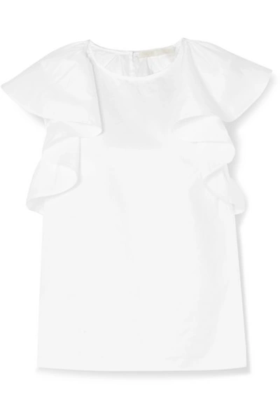 Shop Jason Wu Collection Ruffled Cotton-poplin Top In White