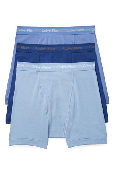 Shop Calvin Klein 3-pack Boxer Briefs In Blue Assorted