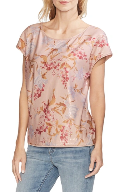 Shop Vince Camuto Wildflower Sequin Top In Peach Bellini