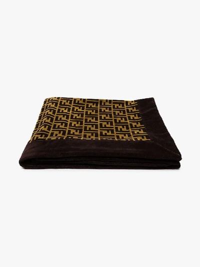 Shop Fendi Monogram Towel In Brown