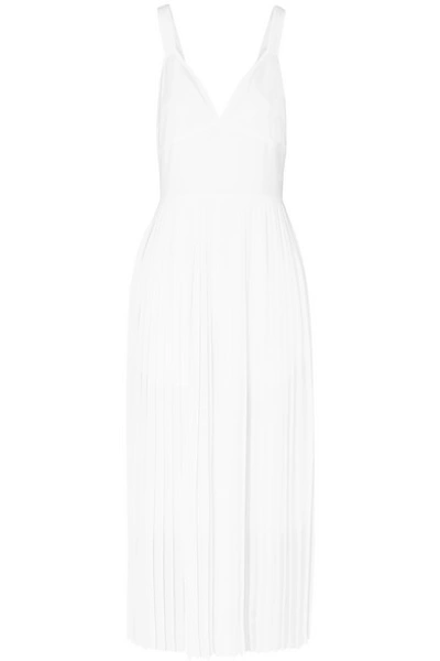 Shop Vince Pleated Crepe De Chine Jumpsuit In White