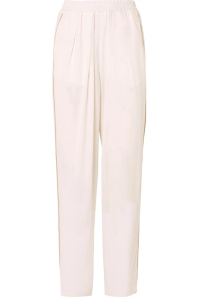Shop Albus Lumen Cotton-cloqué Tapered Pants In White