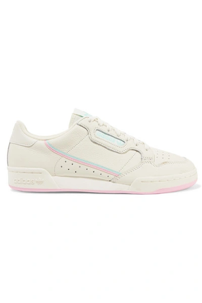 Shop Adidas Originals Continental 80 Grosgrain-trimmed Textured-leather Sneakers In White