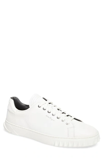 Shop Ferragamo Cube Sneaker In Bianco