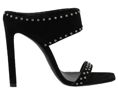 Shop Saint Laurent Eyelet Detail Sandals In Black