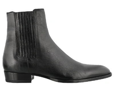 Shop Saint Laurent Wyatt Ankle Boots In Black