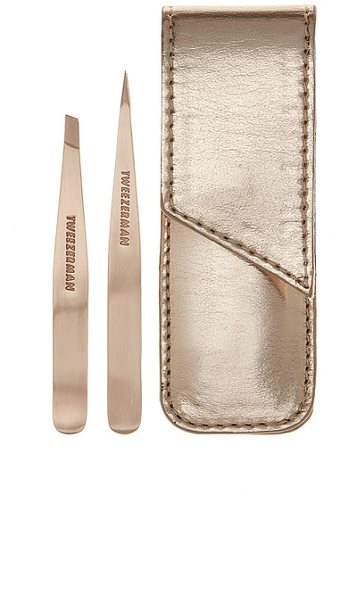 Shop Tweezerman Petite Tweeze Set In Rose Gold