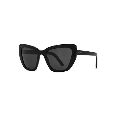 Shop Prada Black Cat-eye Sunglasses